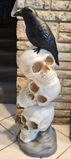 3 FEET TALL Skull Stacked Halloween Blow Mold Skeleton Crow RAVEN  2024  36