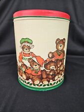 Vintage Potpourri Press Teddy Bear Family Christmas Tin Canister 7.5