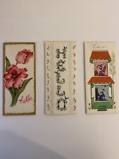 Antique 1940’s Slim Lovely Cards w/Envelopes Hello Greetings picture