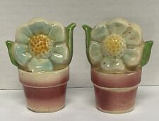 Vintage 1940’s Shawnee Pottery Flower Pot Salt and Pepper Shakers - 1 Is Broken picture
