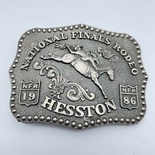 NFR National Finals Rodeo Hesston 1986 Belt Buckle Fred Fellows Cowboy Horse picture