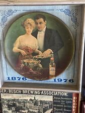 Vintage Anheuser Busch Sign 1876-1976 “say when” RARE barware man cave budweiser picture