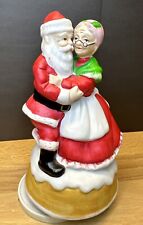 VINTAGE Santa & Mrs Claus Dancing Christmas Figurine Twist Music Box Taiwan picture