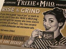 Trixie and Milo Coffee Cups: Vintage style Coffee Mugs Rise & Grind  New  picture