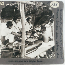 Filipino Family Eating Meal Stereoview 1920s Philippines House Keystone Art C863 picture