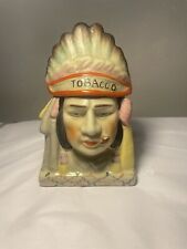 Antique/Vintage 1930s-40s Headdress Native American Tobacco Humidor Hand Painted picture