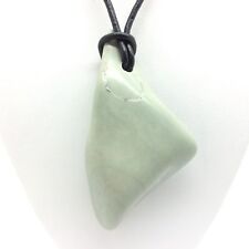 XL Wyoming Jade Pebble Pendant Polished Sage Green Nephrite Stone Necklace #48 picture