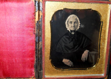 1/6th size Daguerreotype of old lady in full case, split at hinge picture