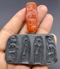 Sumerian Artifact Rare Old Natural Carnelian Agate Stone Four Different Stories picture