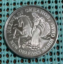 1967 Krewe OKEANOS / Songs of Famous Rivers .999 FINE SILVER Mardi Gras Doubloon picture