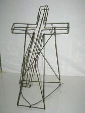 Antique Primitve Metalware  Wire Form  Crucifix Cross Display Circa 1920's picture
