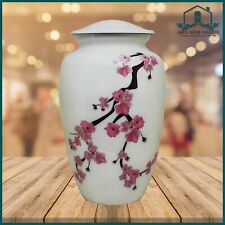Large Cremation Urns for Human Ashes - Elegant Memoria White Floral Urn with Bag picture