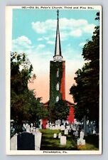 Philadelphia PA-Pennsylvania, Old St Peter's Church, Vintage Souvenir Postcard picture