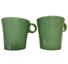 2 Vintage Avocado Green 1960s 1970s Plastic Picnic Mugs Mid-Century Camping Play picture