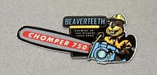 VINTAGE 12” CHOMPER BEAVER TEETH CHAIN SAW MOTOR OIL PORCELAIN SIGN CAR GAS AUTO picture