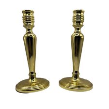Baldwin Forged In America Candlestick Holders Brass Solid Heavy 7  In Set Of 2 picture