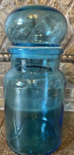 Vintage Aqua Colored Glass Jar Lift Off Lid Made In Belgium picture