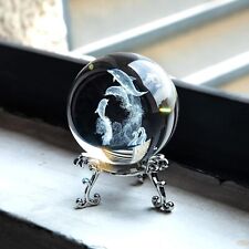 HDCRYSTALGIFTS 60mm Dolphin Crystal Ball Paperweight with Flower 3.2 Inch picture