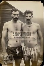 Two Young Mustache Men Swim Suit Shirtless Print 4x6 Gay Interest Photo #107 picture