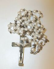 Faux Pearl Bead Rosary - Full Body Corpus Crucifix - Fatima Relic picture