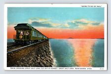 Postcard Utah Ogden UT Railroad Train Sunset 1930s Unposted White Border picture