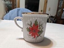Vintage Czechoslovakia Mug Cup December Poinsettia Flower of the Month Crown D picture