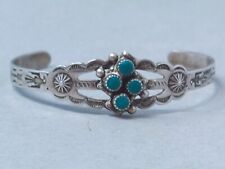 Fred Harvey Navajo Sterling Silver Turquoise Cuff Bracelet picture