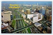 Los Angeles California Postcard Aerial View Downtown Harbor Freeway 1960 Vintage picture