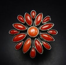 FEDERICO JIMENEZ Sterling Silver NATURAL ITALIAN CORAL RING size 7.5 Adjustable picture