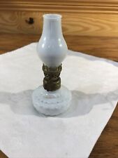 Miniature Milk Glass Three Tier Scalloped Oil Lamp Hurricane  4.5” picture