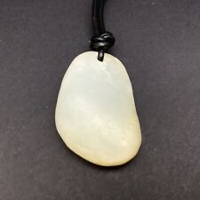 Hotan White Jade Pebble Pendant Nephrite Jade Stone Necklace Hetian China #7 picture