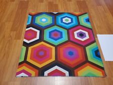 Awesome RARE Vintage Mid Century Retro 70s 80s Colorful Hexagons Warm Fabric  picture