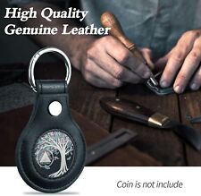 Genuine Leather Coin Holder Keychain for AA  Chip with Double Sides Display picture