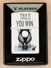Playboy “Tails You Win” Bunny Logo White Matte Zippo Lighter NEW In Box Rare picture