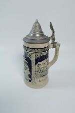 Small Beer Stein Froher Trunk Holt Jung Pewter Top Made In German picture