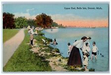 c1910 Upper End Belle Isle Picnic Parties Park Playing Detroit Michigan Postcard picture