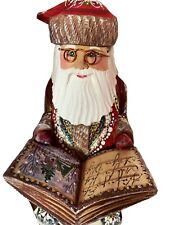 Russian Santa Claus Wooden Painted Sitting on the Rocking Chair Reading Book WOW picture