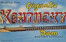 Greetings From Kentucky Dam Large Big Letter Postcard Linen Unused River View picture