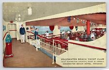 1950s SS Edgewater Beach Yacht Club Cocktail Room Hotel Chicago ILL VTG Postcard picture