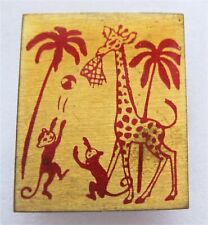  MONKEY AND GIRAFFE PLYING BASKETBALL IN AFRICA PIN picture