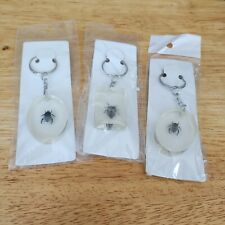 Keyring Real Beetle Bug Insect Encased In Lucite NOS Lot Of 3 Vintage 70's picture