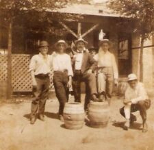 Vintage 1912 Cabinet Card Guys Posing with Barrels picture