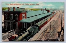 DS2/ Jackson Michigan Postcard c1910 Union Railroad Depot 27 picture