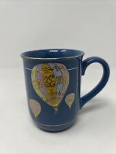 Vintage Otagiri hot air balloons sky blue mug with Gold Detail 4