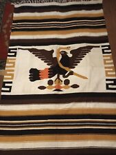 Vtg Handmade Woven Mexican Southwestern Bird Wool Blanket /Rug  77x48 picture