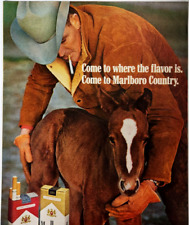 Marlboro Country Vintage 1968 Cowboy Colt Horse Magazine Print Cigarette picture