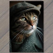 POSTCARD Cat In Jacket And Hat Weird Unusual Strange Cute Fun Humanized picture