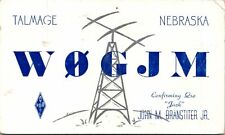 VINTAGE POSTCARD HAM RADIO CALLING CARD W0GJM FROM TALMAGE NEBRASKA 1948 picture
