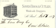1887 ST PAUL MN NOYES BROS & CUTLER WHOLESALE DRUGGISTS LETTER BILLHEAD Z4217 picture