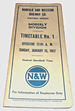 JANUARY 1967 NORFOLK & WESTERN N&W MOBERLY DIVISION EMPLOYEE TIMETABLE #1 picture